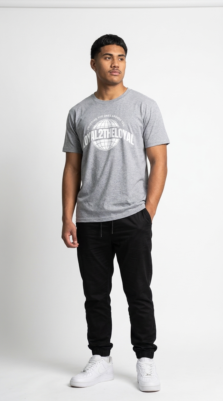 COTTON WORLD T-SHIRT GREY MARBLE.